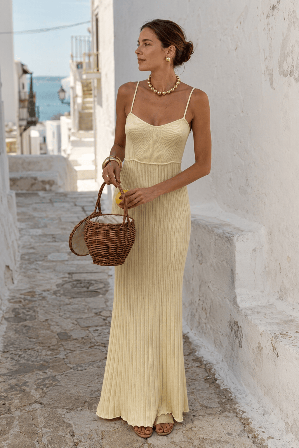 Ribbed Knit Bodycon Mermaid Maxi Slip Dress