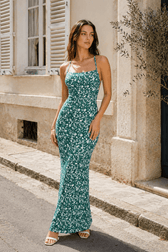 Backless Mermaid Strap Long Floral Dress