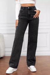 High Waist Slim Straight Leg Jeans