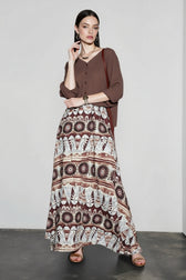 Boho Print Exotic Vacation Skirt