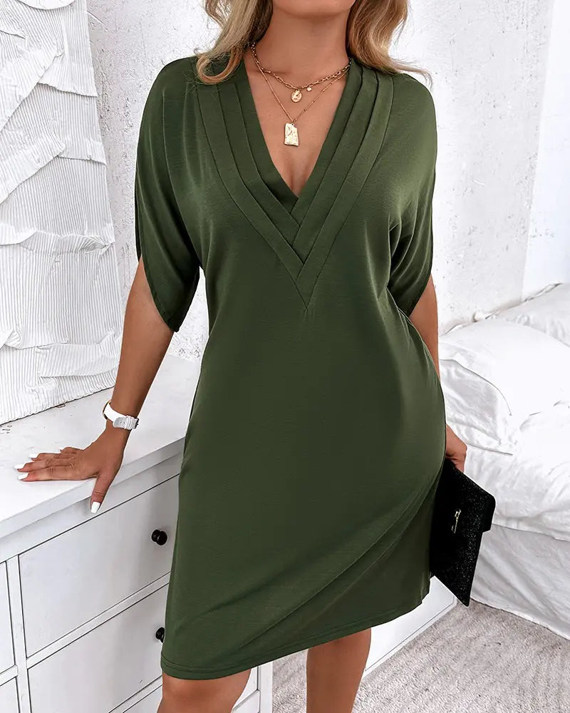 Rosario Womens V Neck Tailored Dress for Boutique Fashion Look