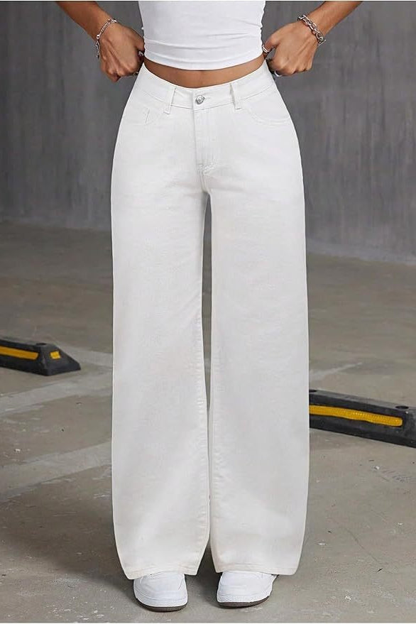 Y2K Bow Embroidered High Waist Straight Loose Jeans