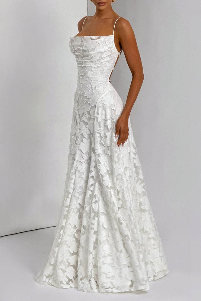 Chiffon Backless Spaghetti Strap Maxi Dress 12