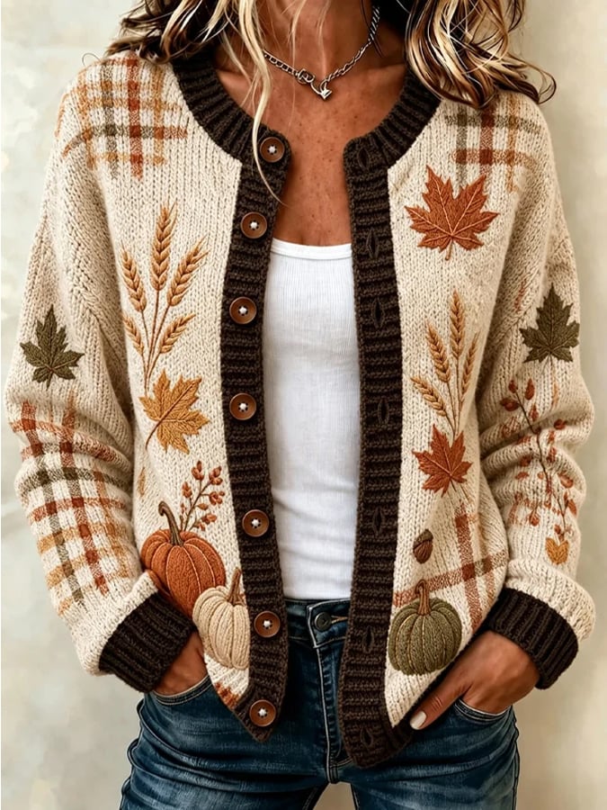 Jenny | Autumn Harvest Button-Front Cardigan