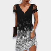 Lace Sleeve Scallop V-Neck Mini Dress 5