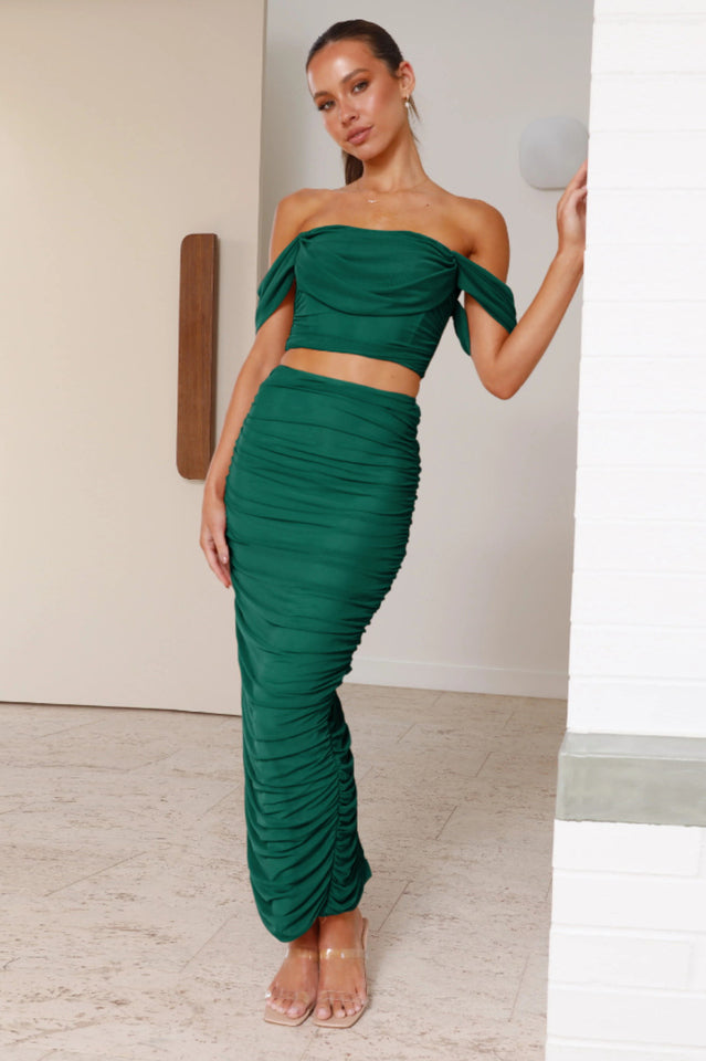 0ff Shoulder Top + Skirt Set