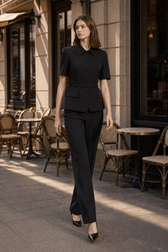 Square Neck Slim Fitted Two Piece Work Set