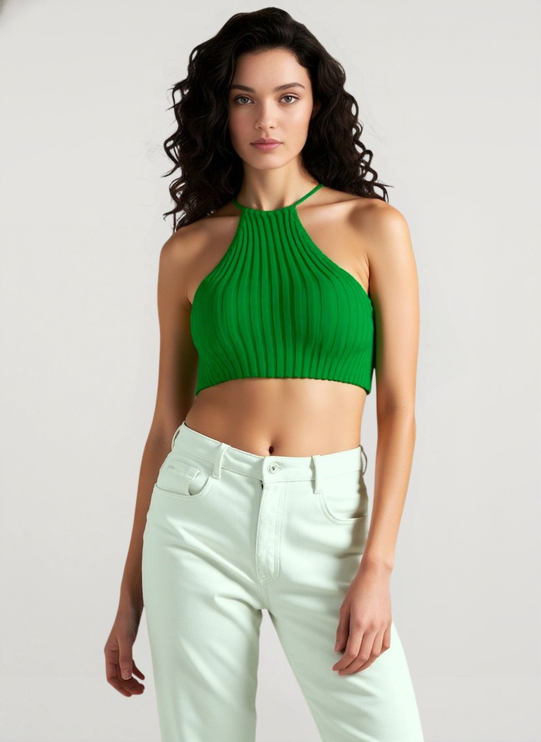 Backless Halter-Neck Crop Top