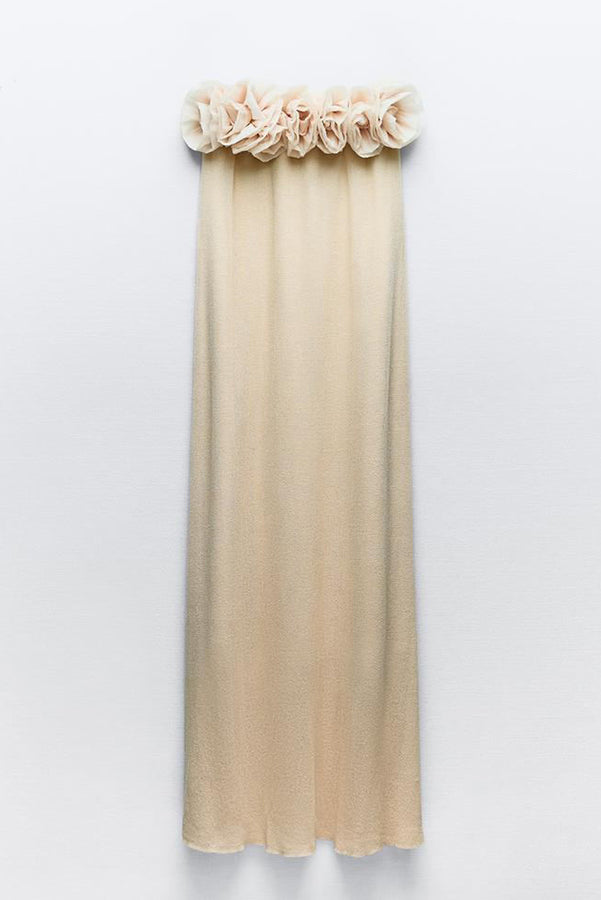 Blooming Flower Applique Elastic Off Shoulder Maxi Dress - View 8