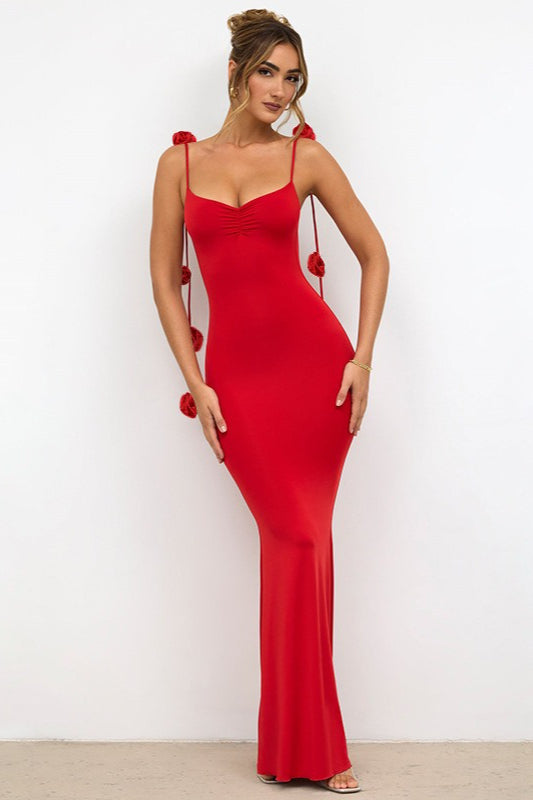 Strappy Edition 3D Floral Maxi Party Dress