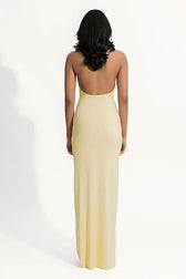Halter Deep V Backless Bodycon Maxi Prom Dress