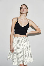 Polka Dot Low Waist Ruffle Hem A-Line Skirt