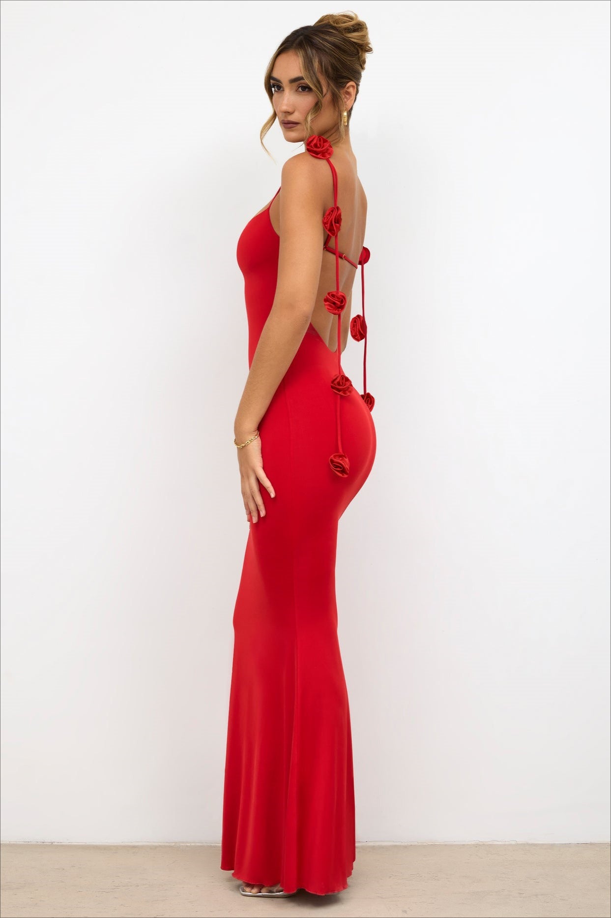 Strappy Edition 3D Floral Maxi Party Dress