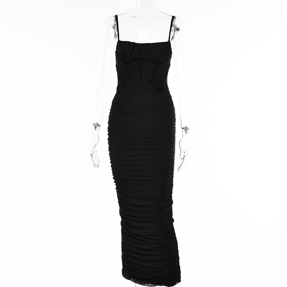 Mesh Cami Corset Ruched Bodycon Maxi Dress 18
