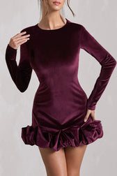 Velvet Crew Neck Ruched Midi Dress 4