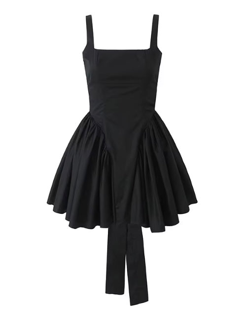 MARTINI TIE BOW MINI DRESS Black