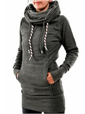 With And Front Hooded Pocket Fit Slim Sweatshirt Pullover Drawstring Gray / S Sweaters-L