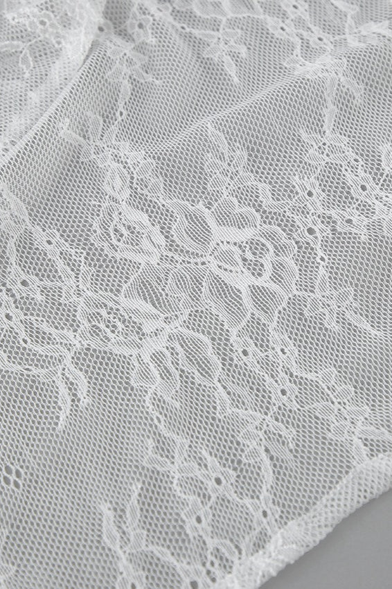 Lace Sheer Split Ruffle Asymmetrical Skirt