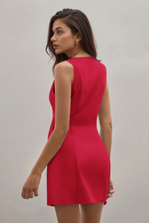 Button Slim Sleeveless Elegant Work Dress