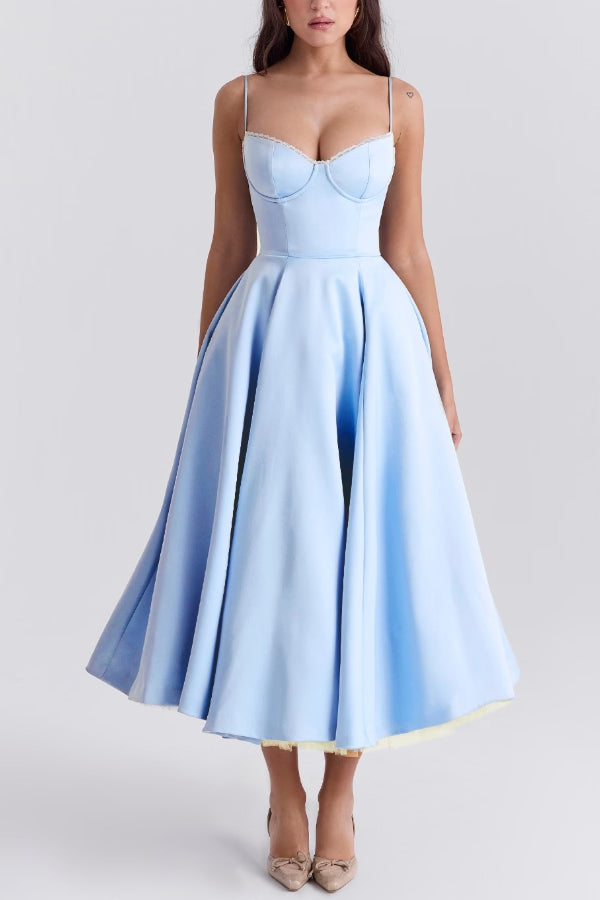 Lorraine Premium Strapless V Neck Sleeveless Tutu Maxi Dress Boutique Edit