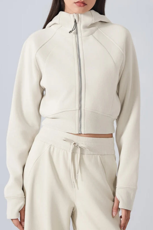 Cropped Fleece Workout Jacket