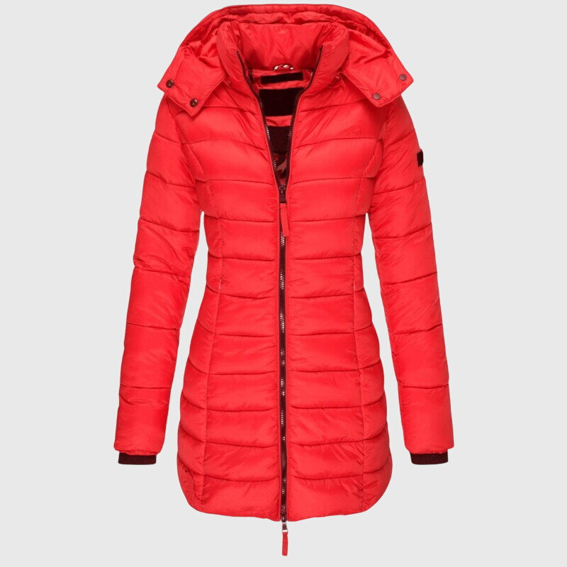 Hooded Zip Front Longline Puffer Jacket