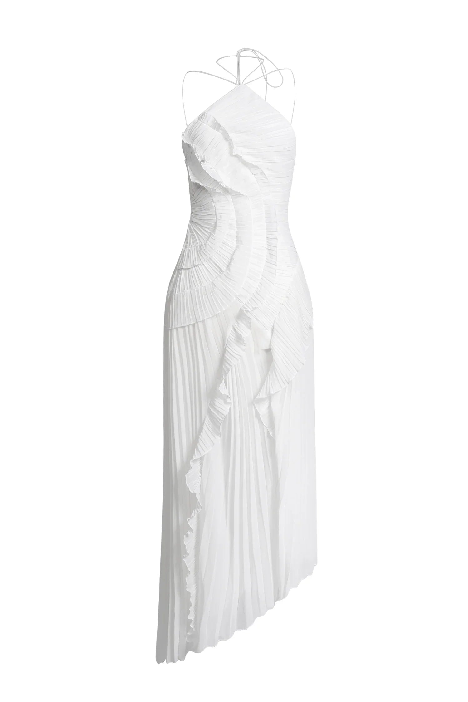 Catherine Ruffle Dress (Free Pearl Clutch) White