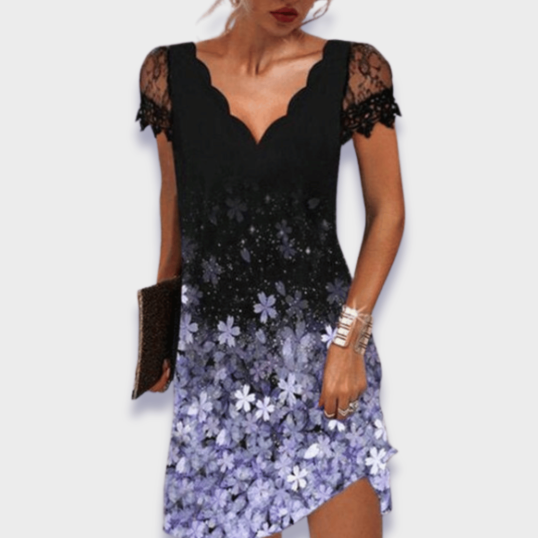 Lace Sleeve Scallop V-Neck Mini Dress 8