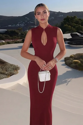 Elegant Cutout Solid Sleeveless Bodycon Party Dress