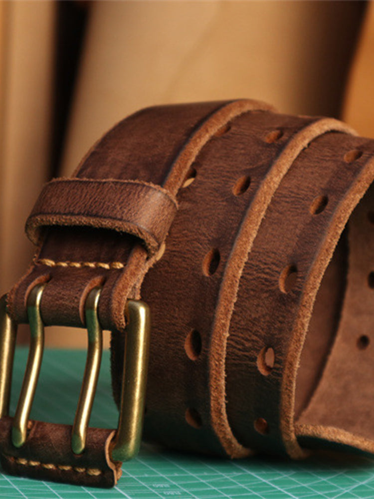 Double Needle Cowhide Vintage Belt