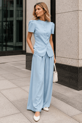 Elegant Jacket High Waist Two Piece Chic Work Set