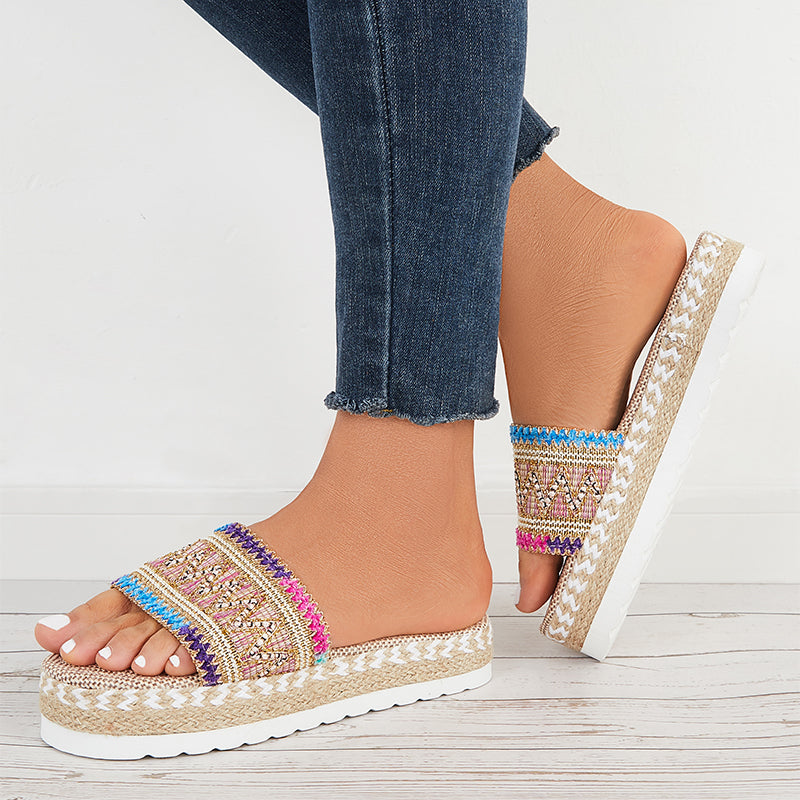 Open Toe Espadrilles Platform Slide Sandals Summer Slippers
