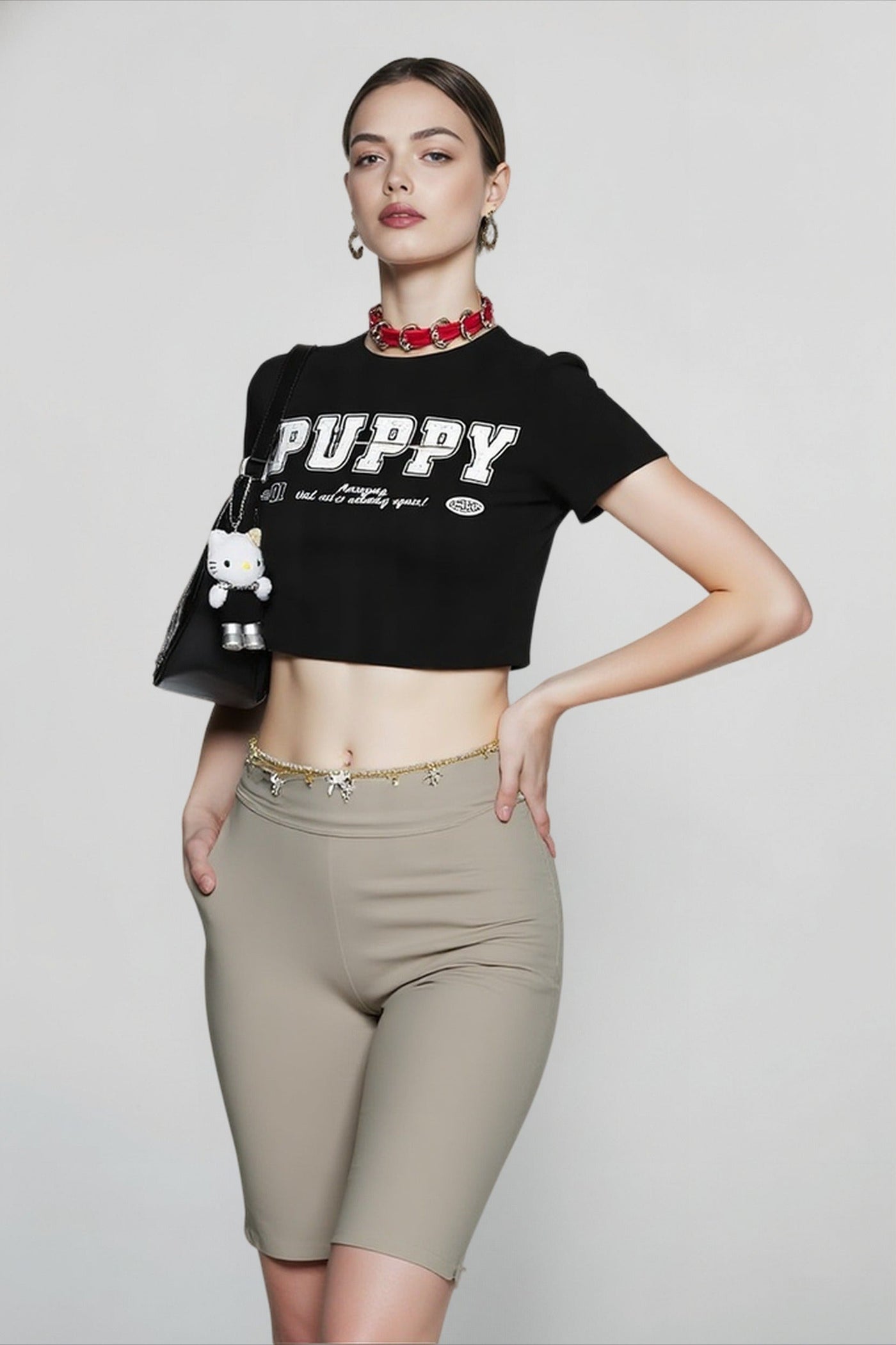 Y2K Print Cutout Crop T-shirts
