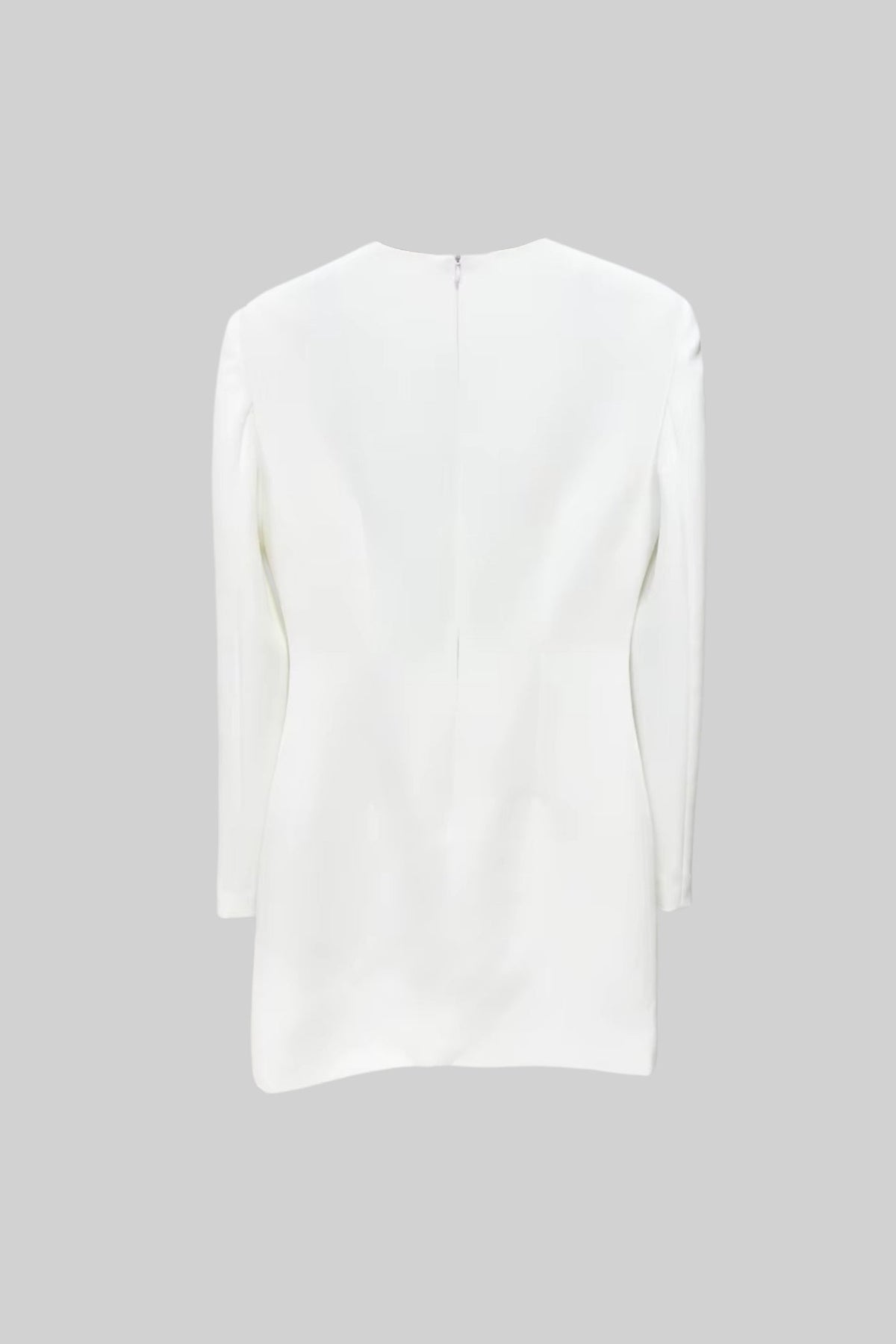 Round Neck Long Sleeve Beaded Floral Applique Structured Shoulder Mini Dress 17