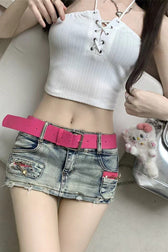 Low Rise A Line Booty Denim Shorts