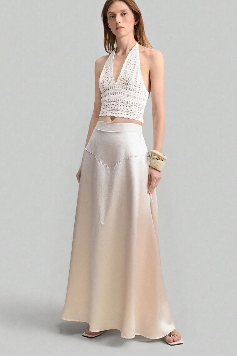 Solid Color Flowing Maxi Skirt