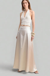 Solid Color Flowing Maxi Skirt