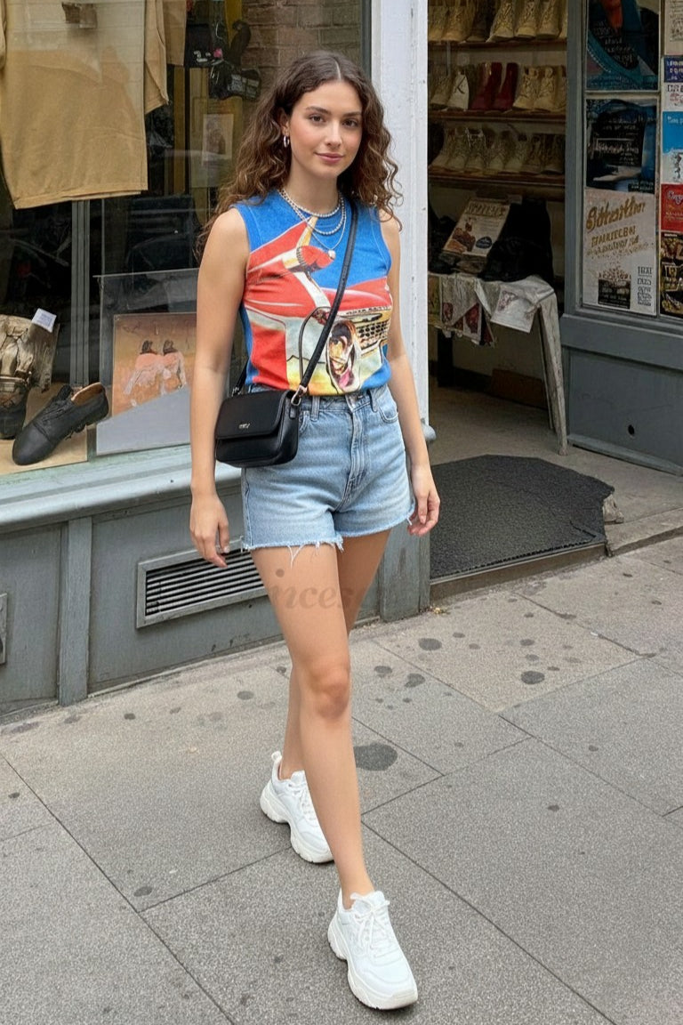 Printed Car Stylish Tank Top