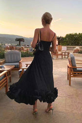 Spaghetti Strap Pleated Ruffle Maxi Dress 3