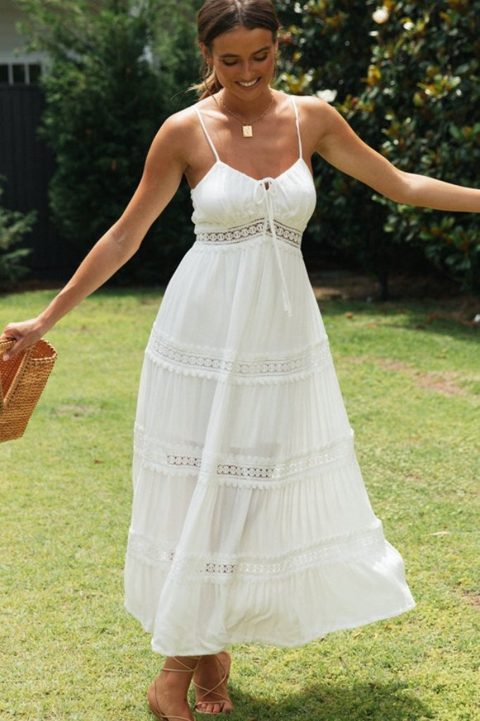 Ruffled Strap A-Line Flared Boho Dress