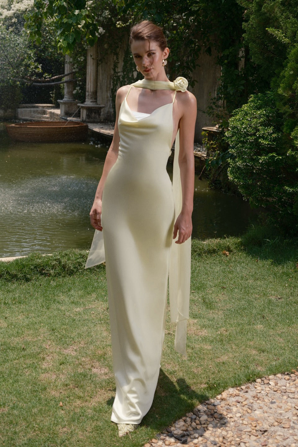 Satin Edition Backless Tie Maxi Birthday Dress