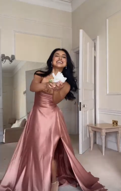 Elegant Stylish A Line Slit Party Evening Dress  cc1688