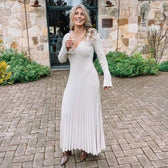 Ribbed Knit V-Neck Long Sleeve Maxi Dress 2