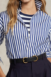 Oversized Striped Cotton Long Sleeve Top