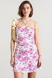 Sleeveless Noodle Strap Floral Dress