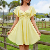 Sweetheart Flutter Sleeve Twist Front A-Line Mini Dress 8