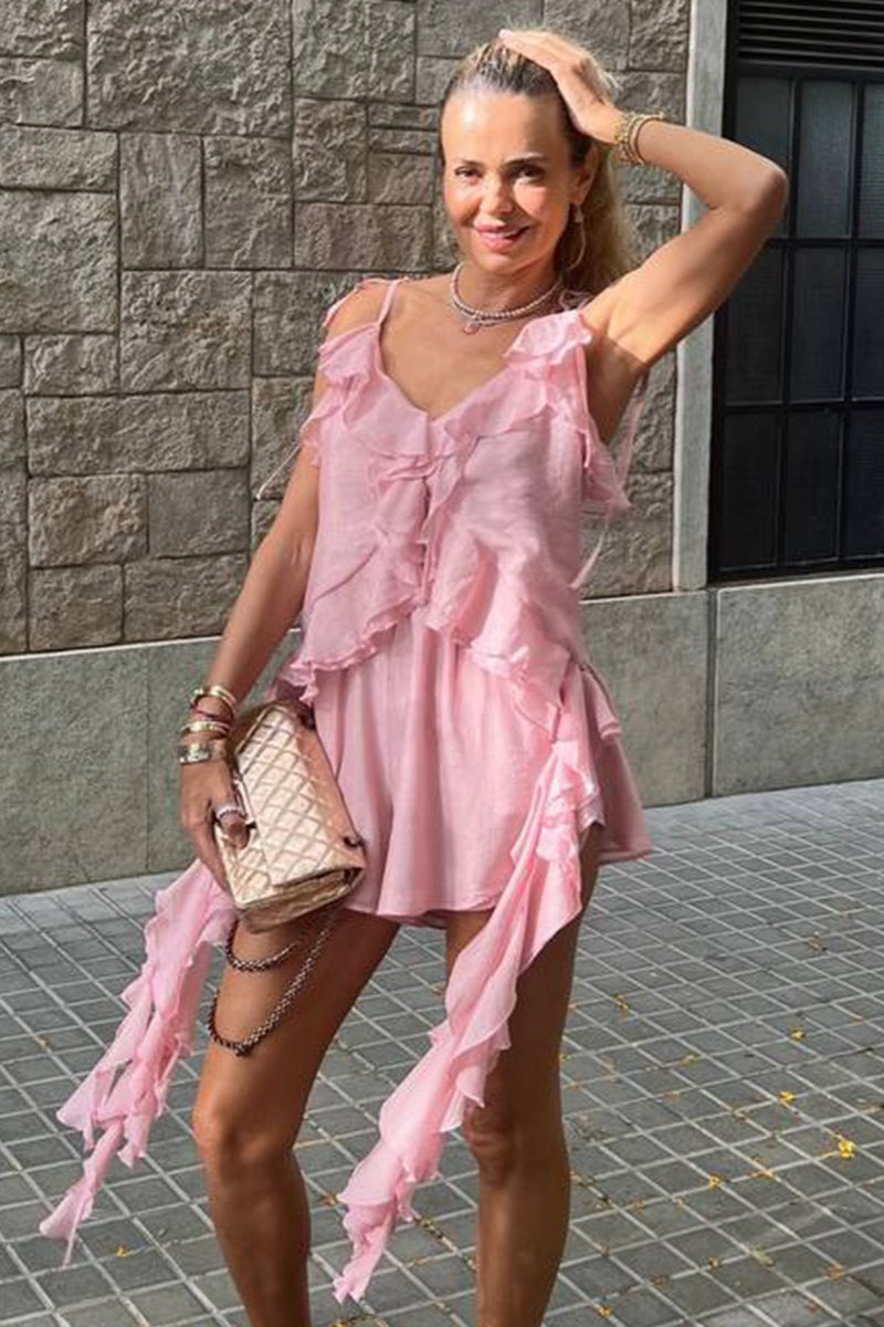 Asymmetric Ruffle Hem Cami Top