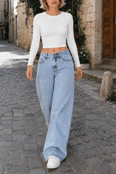 High Waist Straight Leg Wide Leg Jeans