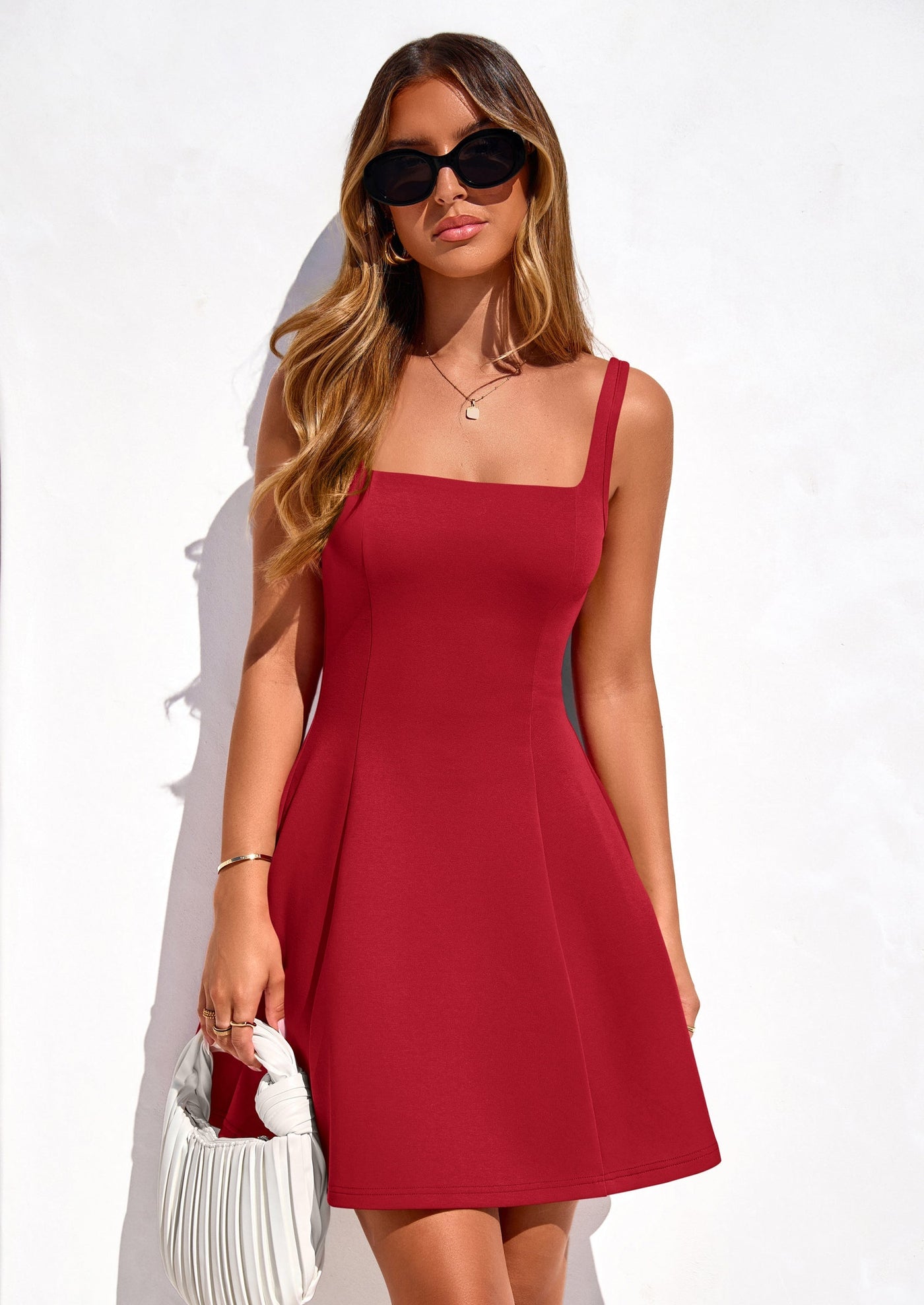 Square Neck Sleeveless Fit and Flare Mini Dress