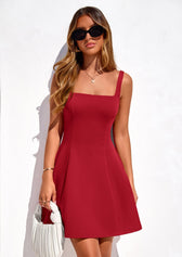 Square Neck Sleeveless Fit and Flare Mini Dress